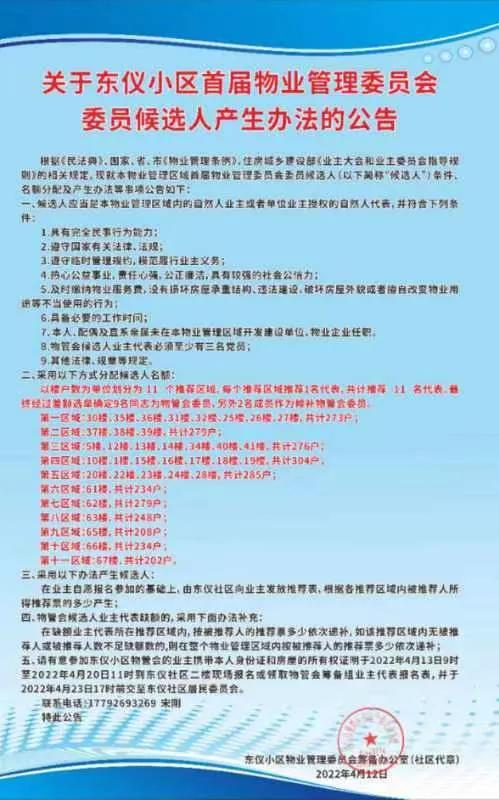 西安东仪小区物业管理委员会筹建神速，居民意见充分听取